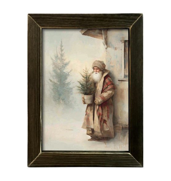 Rustic Cabin Santa 12x16