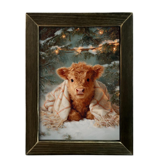 Cozy Christmas Calf 12x16