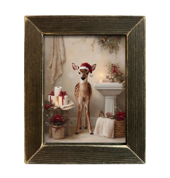 Bathroom Christmas Reindeer 8x10