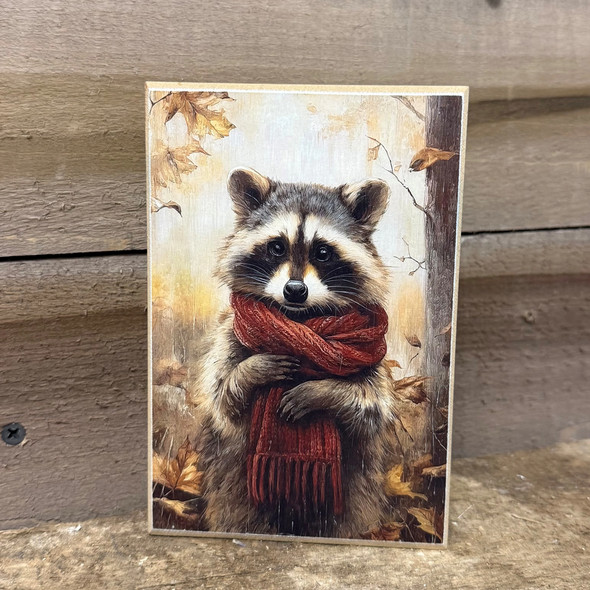 Fall Raccoon 4X6 Block