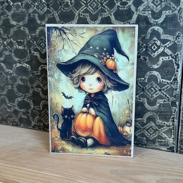 Fall Girl And Her Kitten 4X6 B