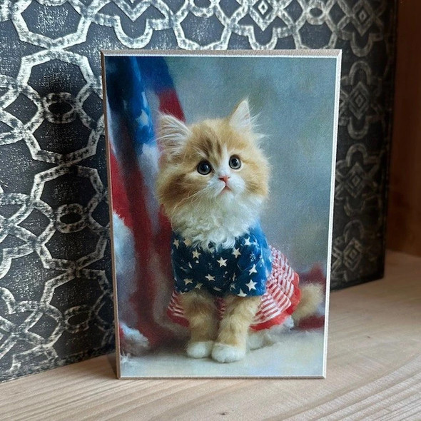 Patriotic Kitten 4X6 Block