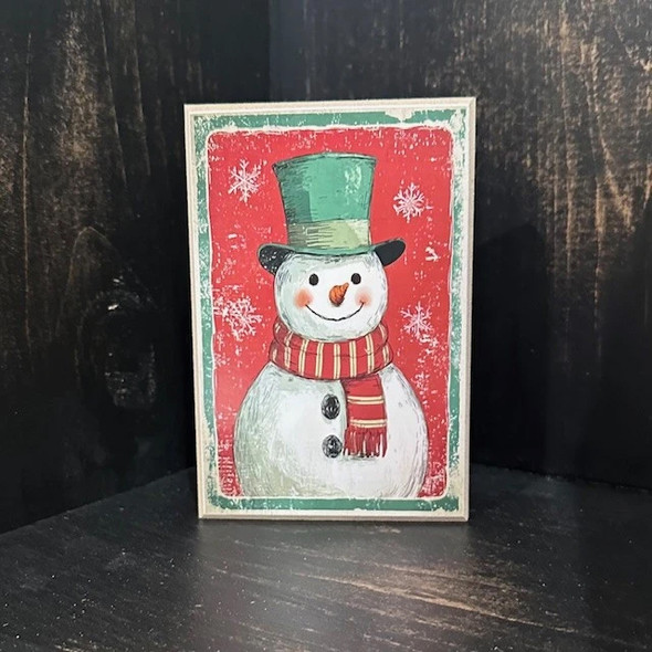 Retro Jolly Snowman Block