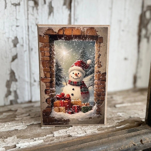 Brick Window Snowman Block