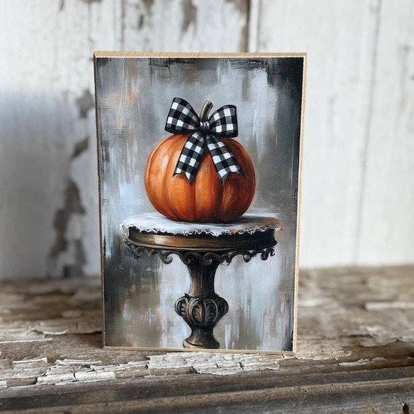 Buffalo Check Pumpkin Block