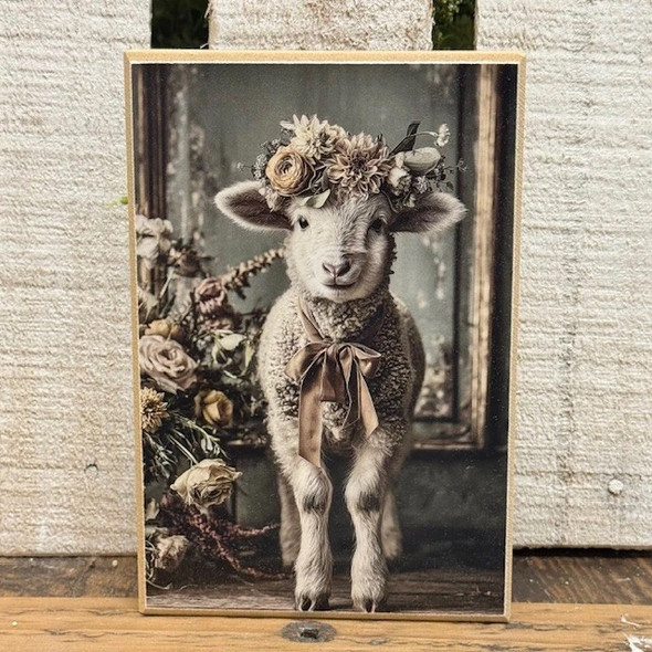 Heirloom Floral Sheep Block