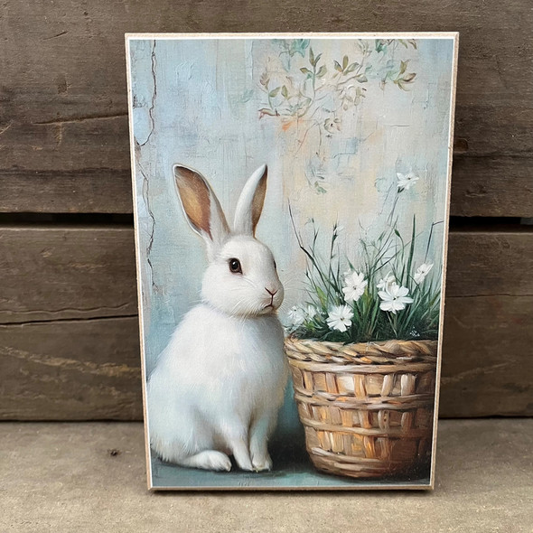 BUNNY AND BASKET 4X6 BLOCK
