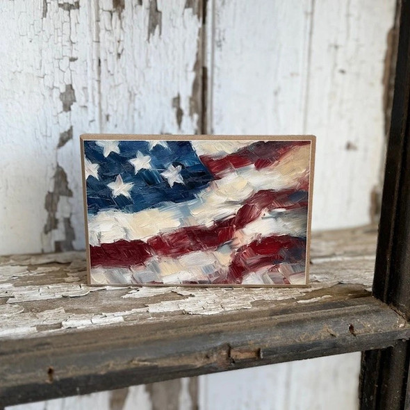 Painted American Flag Block