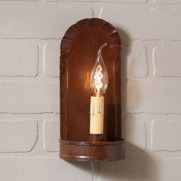 FIRESIDE SCONCE IN RUSTIC TIN