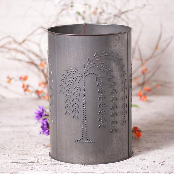 WASTE CAN W/ WILLOW IN BLACKEN