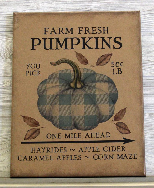 11X14 TEAL PLAID PUMPKIN