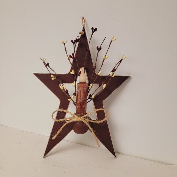 Wood Star/Candle/Berries