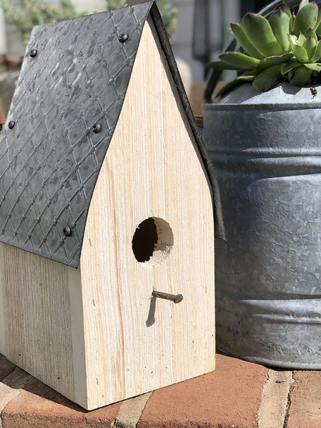 MED BIRD HOUSE TIN ROOF WHT WA