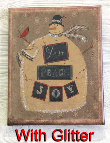 8X10 SNOWMAN LOVE PEACE JOY