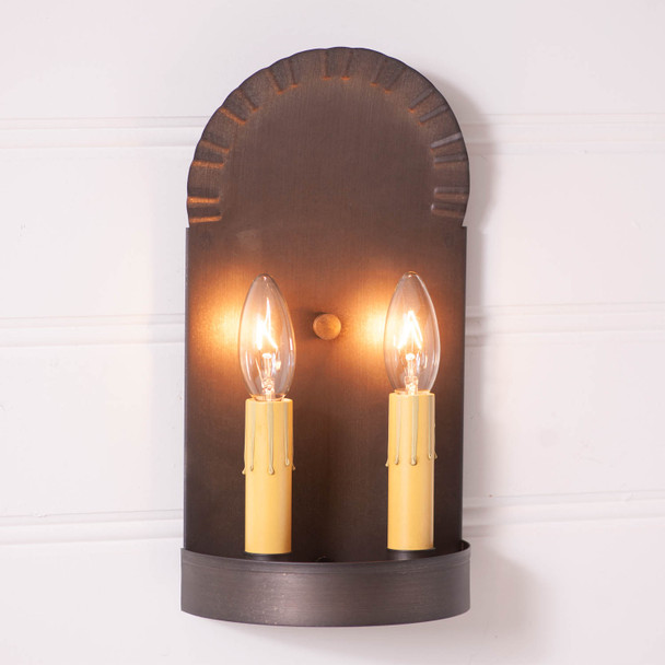 2-Light Colonial Electric Tin Sconce