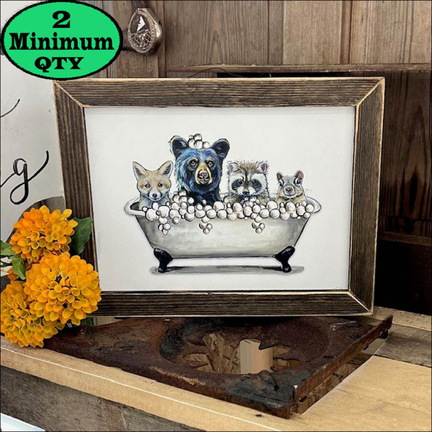 Cabin Bath Animals 12x16