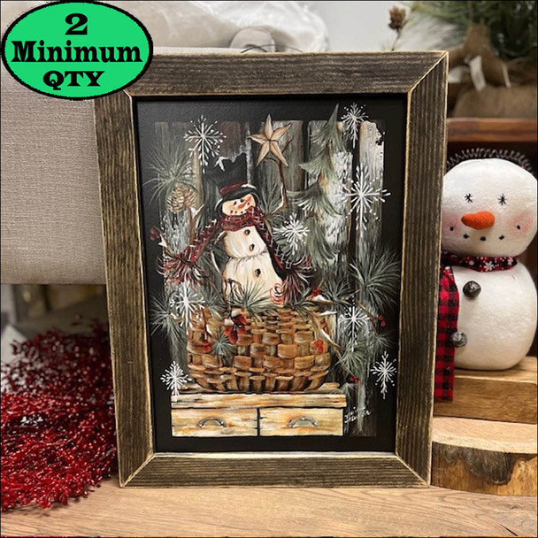 Snowman in a Basket 12x16