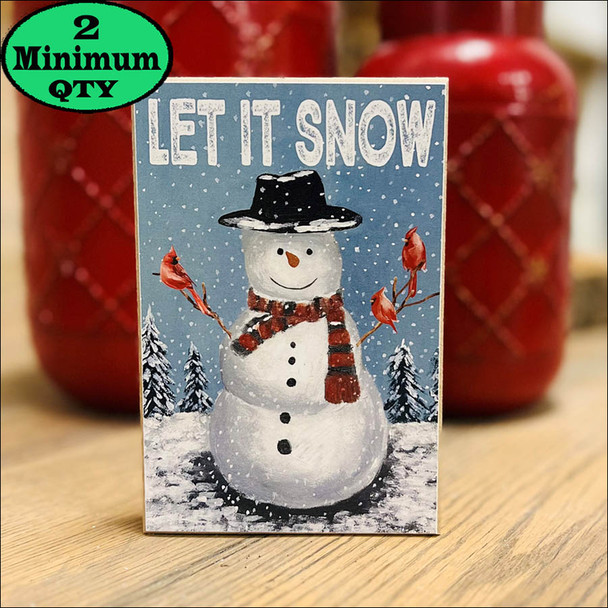 Cardinal Snowman Block