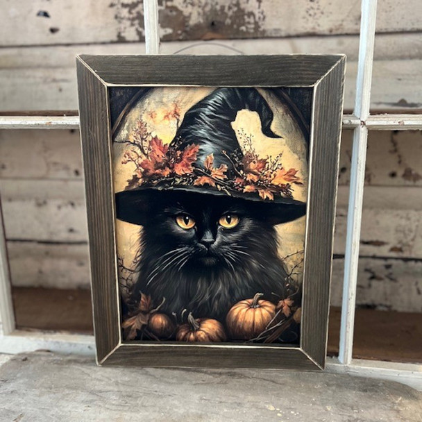 Black Witch Cat 12X16