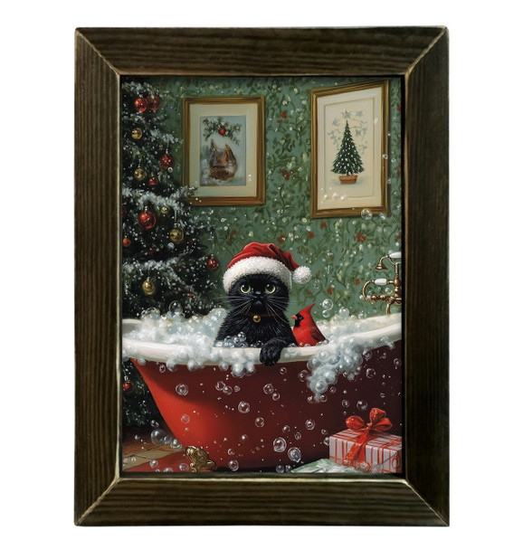 Christmas Tub Cat Cardinal 12X