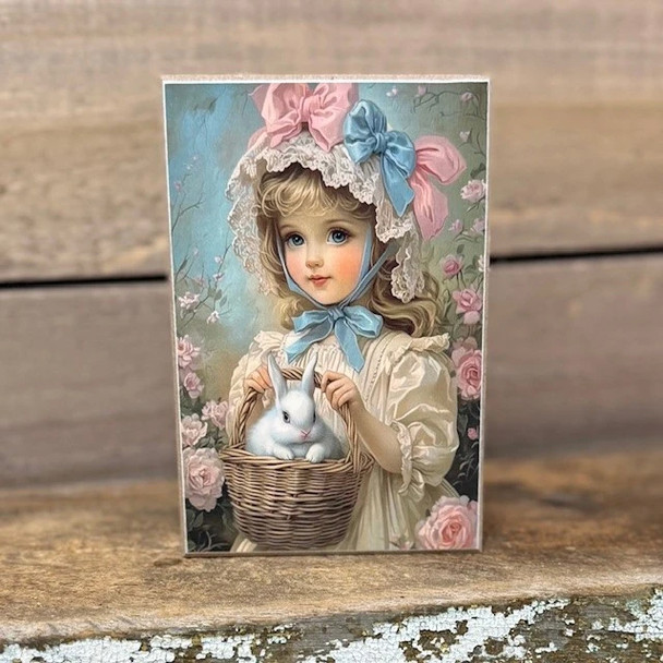 Vintage Easter Girl Block