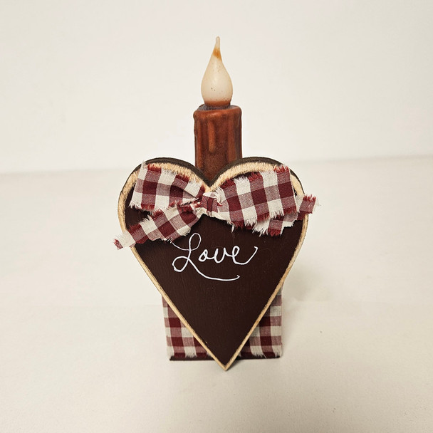 Wood Block Heart/Candle