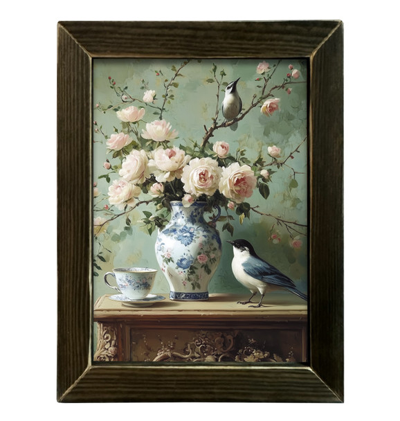 Vintage Blue Birds 12x16