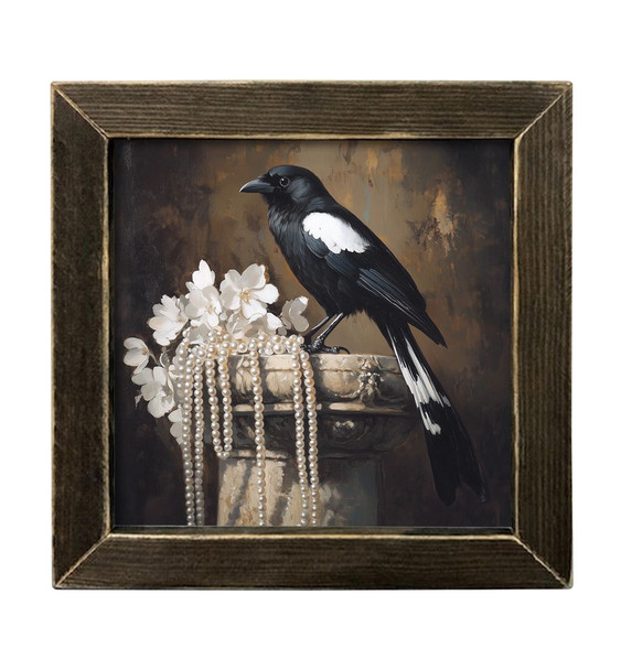 Vintage Magpie and Pearls 12x12