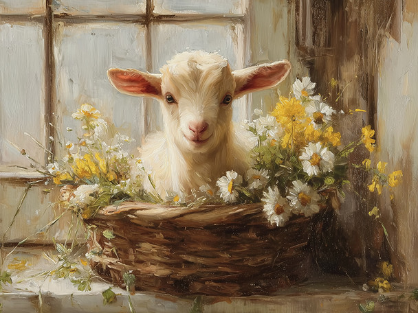 Spring Cottage Lamb 12x16