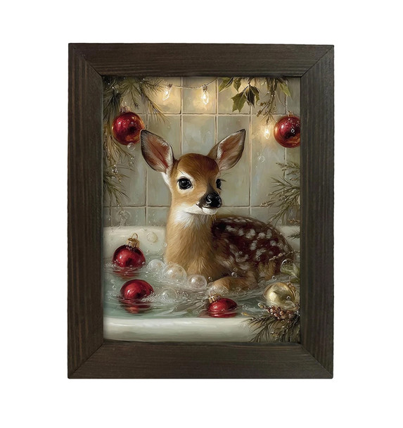 Holiday Deer Bath 12x16