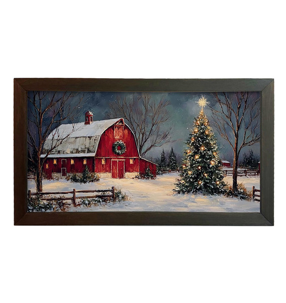 Red Barn Christmas Scene 16x30