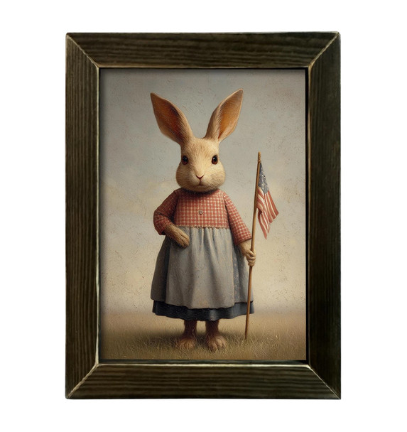 Primitive Patriotic Bunny 12x16