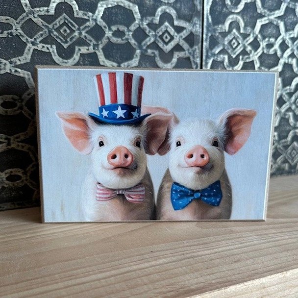 Patriotic Piglets 4X6 Block