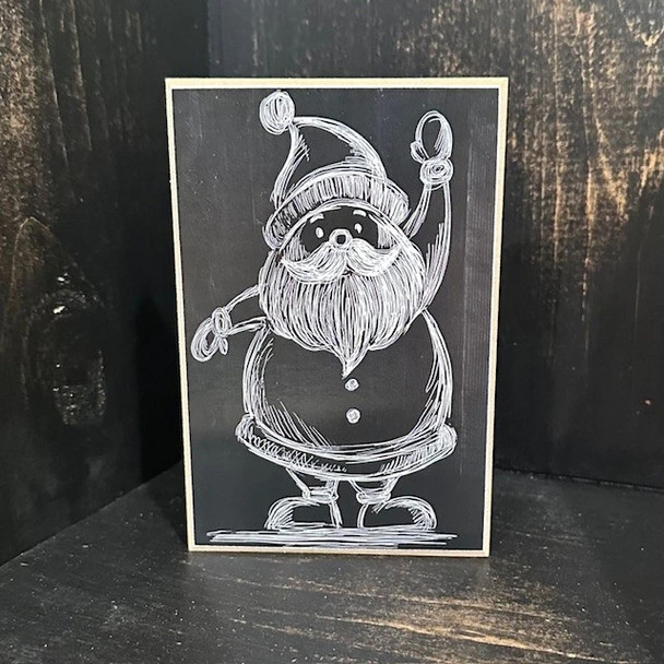 Vintage Chalkboard Santa Block