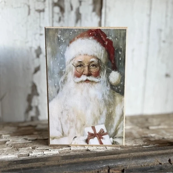Santa With A Bow Block