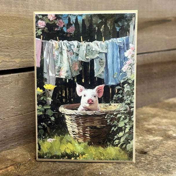 Pig Hiding In Basket Block