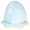 Side view of Hachibis Yume the Unicorn 8-inch plush toy, light blue and yellow with soft velvety fabric and pink swirl cheeks.