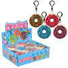 squish toy donut backpack clips 2.75 inch 12 piece display 4 colors