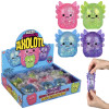 squeeze toy axolotls 2.5 inch 12 piece display 4 colors purple stretched