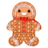 Gingerbread man jumbo glitter popper 48-pack (9") overhead view of large gingerbread man shaped popper with glitter