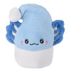 Light-up blue Axolotl Santa hat 48-pack left-angle view of blue axolotl wearing Santa hat