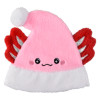 Light-up pink Axolotl Santa hat 48-pack left-angle view of pink axolotl wearing Santa hat