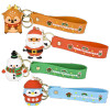 Christmas wristlet clip-ons 144-pack (2 Inch) bulk, left-angle view of wristlet clip-ons with holiday designs