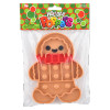 Gingerbread man glitter bubble popper 144-pack in-hand view of gingerbread man shaped popper