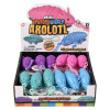Mini wiggle axolotl clip on 3" 288 pcs bulk toy gifts 4 colors assorted inner display case.