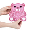 Valentine's glitter bear bubble popper fidget toy bulk 144 pieces 6.25 inch pink in hand.