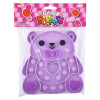 Valentine's glitter bear bubble popper fidget toy bulk 144 pieces 6.25 inch purple in packaging.