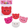 Valentine's cat bubble popper fidget toy bulk 144 pieces 5.5 inch four assorted colors with packaging.