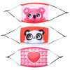 Valentine's child size face masks bulk 144 pieces 3 assorted designs.