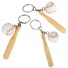 Wooden Bat with Baseball Keychain Toys Bulk 600 Pieces